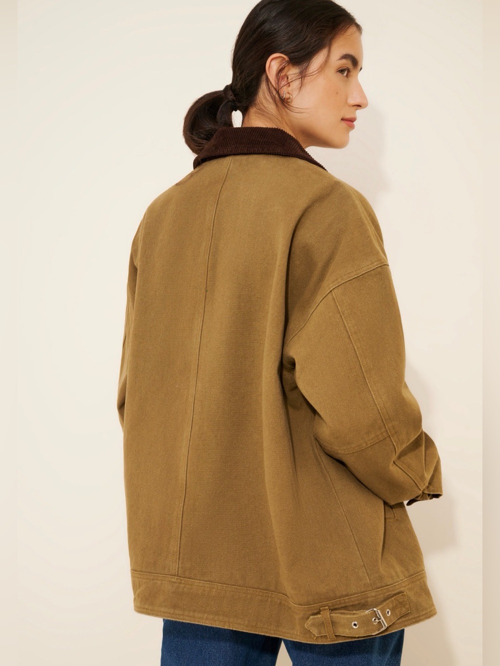 Lioness Green Oversized Cotton Jacket with Contrast Collar - Picture 2 of 9